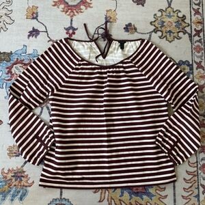 J. Crew Burgundy and White Striped Blouse